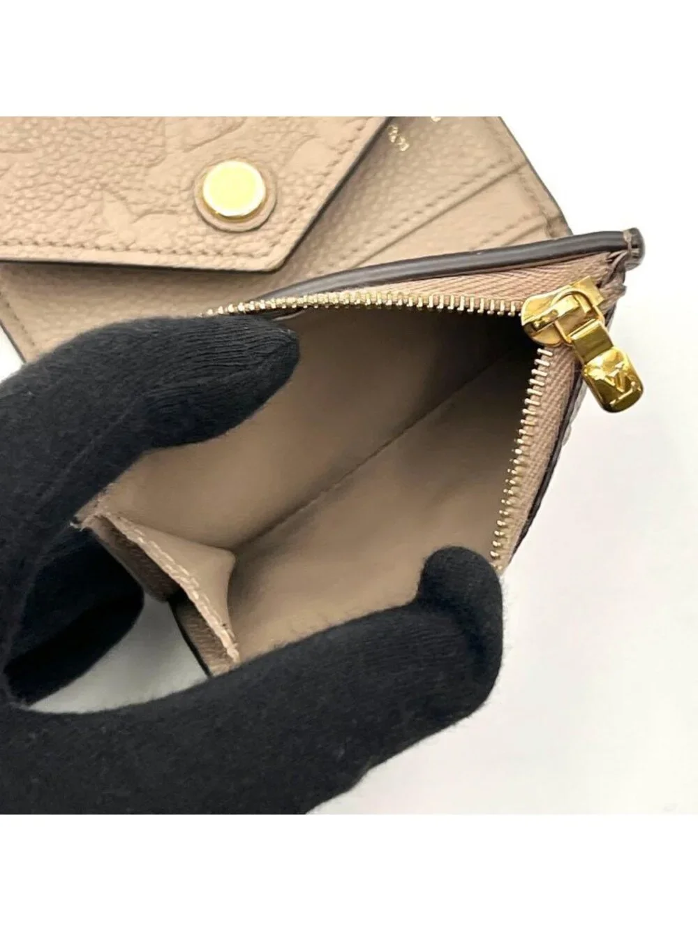 Louis Vuitton Monogram Empreinte Zoe Trifold Wallet Tourterelle